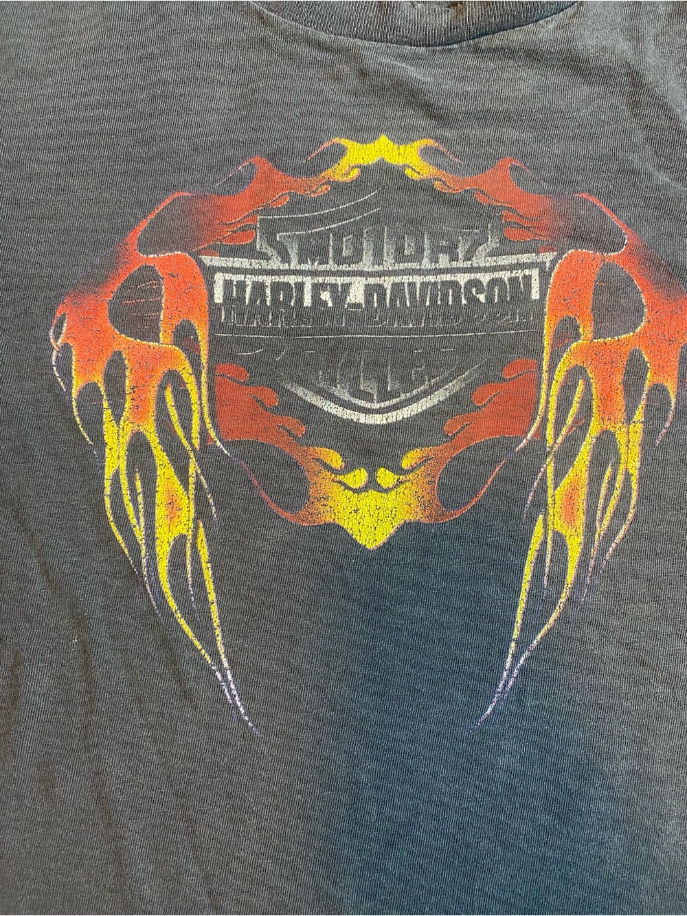 Harley-Davidson Black Tee with Red and Yellow Flame Shield - Edmonton, AB - Picture 2 of 8